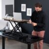 VIVO Reclaimed Wood 32 inch Desk Converter, DESK-V000KP | Height Adjustable, Stand Up Desk Riser, Wide Keyboard Tray, Dual Monitor and Laptop Workstation, Black Frame, K Series