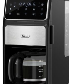 Gevi 10-Cup Drip Coffee Maker With Built-In Burr Grinder & Touch Screen | Programmable Brewing, 4-Hour Warming Plate, Permanent Filter, Included Glass Carafe for Fresh Grind-And-Brew Coffee at Home