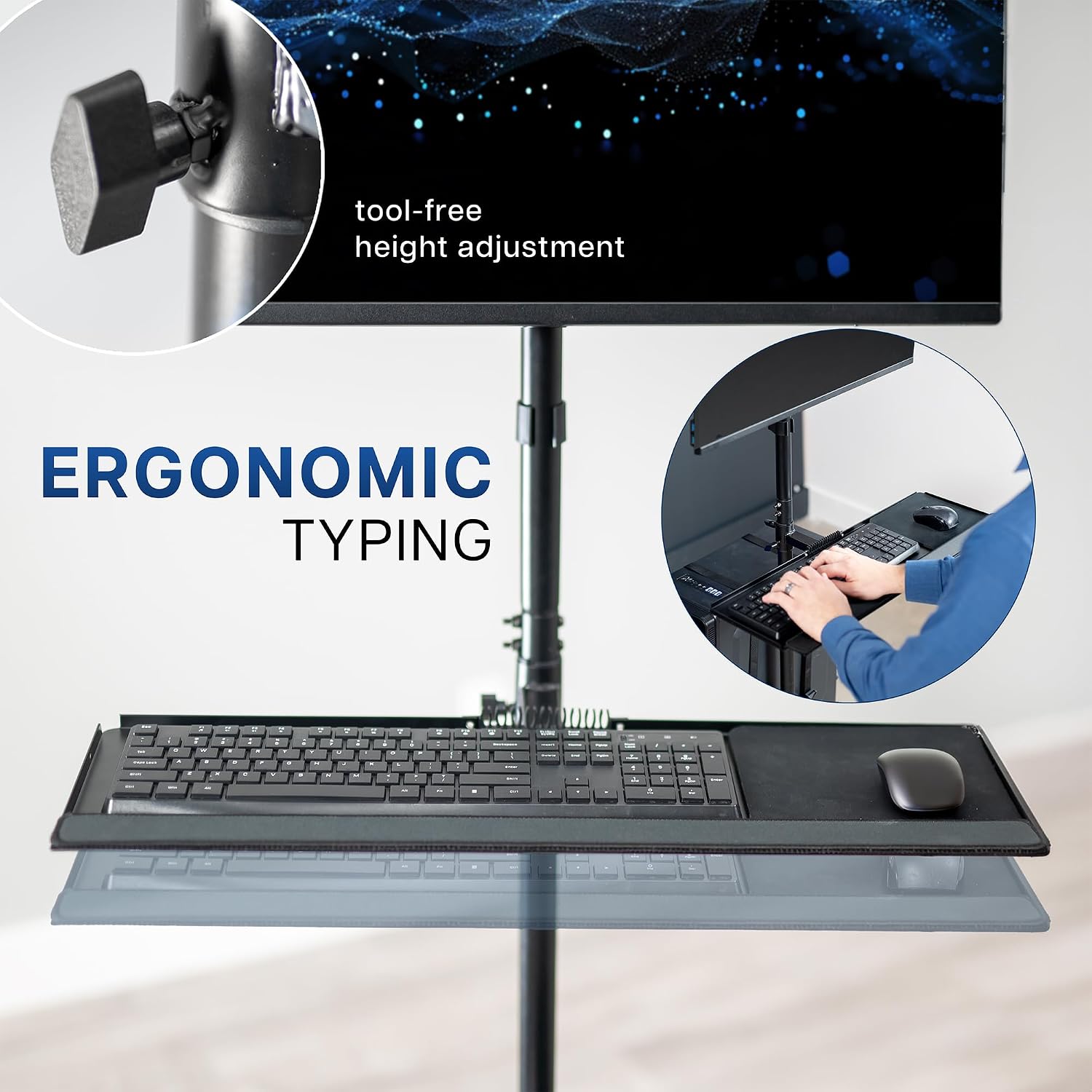 VIVO Black Mobile Computer Cart with Monitor Mount, CART-PC02T | Fits up to 32 inch Screens, Rolling PC Desk Workstation, Full Keyboard Tray, Adjustable CPU Holder VIVO Black Mobile Computer Cart with Monitor Mount, CART-PC02T | Fits up to 32 inch Screens, Rolling PC Desk Workstation, Full Keyboard Tray, Adjustable CPU Holder - Image 8