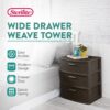 Sterilite Wide 3 Drawer Weave Tower, Home Organizer, Espresso | Organizing Plastic Drawers and Containers for Home, Office, Desk, Clothes, Dresser, Kitchen, and Pantry