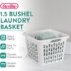 Sterilite Square Laundry Basket, Plastic Clothes Hamper, 6-Pack | 1.5 Bushel Capacity, White, Dirty Clothing Storage, Ventilated Rectangular Holes & Large Comfort Grip Handles for Easy Carry