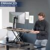 VIVO Reclaimed Wood 42 inch Desk Converter, DESK-V042KP | Large, Height Adjustable, Stand Up Desk Riser, Wide Keyboard Tray, Dual Monitor and Laptop Workstation, Black Frame, K Series