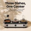 Chefman Triple Slow Cooker & Food Warmer, Three Crock Slowcooker with 2.5 Qt. Ceramic Crocks, 7.5-Quart Total Capacity, PFAS-Free, Three Temperature Settings, Dishwasher-Safe Parts – Stainless Steel