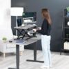 VIVO Dark Gray 32 inch Standing Desk Converter, DESK-V000KG | Height Adjustable, Stand Up Desk Riser, Wide Keyboard Tray, Dual Monitor and Laptop Workstation, Black Frame, K Series