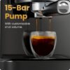 Chefman CraftBrew Digital Espresso Machine with 15 Bar Pump with Steam Rod for Latte and Cappuccino, Compact Espresso Machine with Removable Water Tank 1.5 L, Colour: