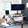 VIVO Reclaimed Wood 42 inch Desk Converter, DESK-V042KP | Large, Height Adjustable, Stand Up Desk Riser, Wide Keyboard Tray, Dual Monitor and Laptop Workstation, Black Frame, K Series