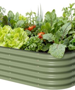 Vego garden Raised Garden Bed Kits, 17" Tall 6 in 1 Modular Metal Raised Planter Bed for Vegetables Flowers Patio Ground Planter Box-Olive Green