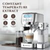 AMZCHEF Espresso Machine, Auto Milk Frother, 20 Bar Pressure, Silver | Home Coffee Maker with 61oz Removable Tank & LCD Display, One-Touch Latte for Beginners, 3-Year Warranty