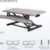 VIVO Dark Gray 42 inch Standing Desk Converter, DESK-V042KG | Large, Height Adjustable, Stand Up Desk Riser, Wide Keyboard Tray, Dual Monitor and Laptop Workstation, Black Frame, K Series