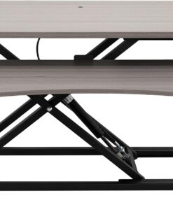 VIVO Dark Gray 32 inch Standing Desk Converter, DESK-V000KG | Height Adjustable, Stand Up Desk Riser, Wide Keyboard Tray, Dual Monitor and Laptop Workstation, Black Frame, K Series