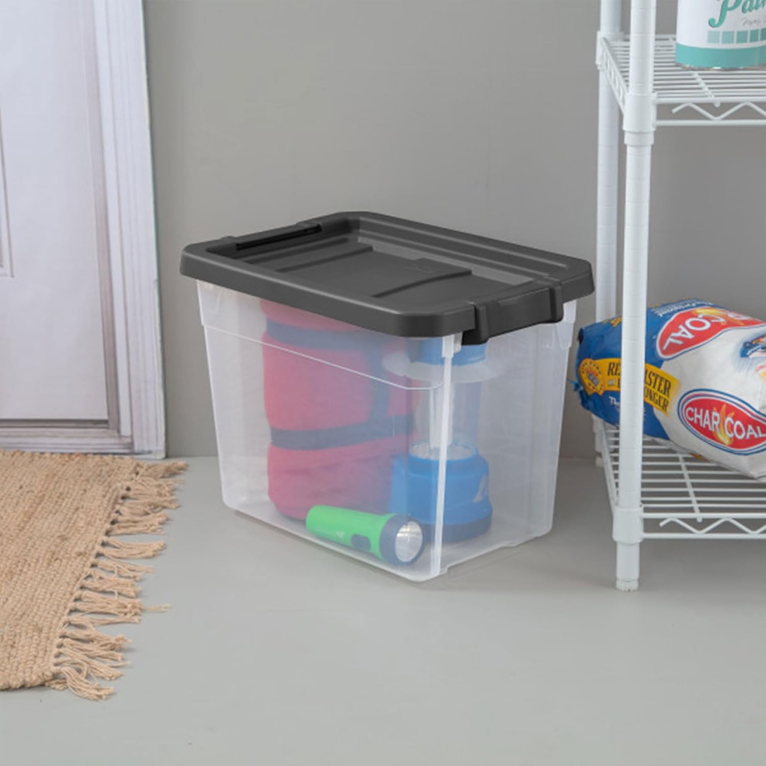 Sterilite Modular Stacker Box with Latching Lid, 30 Quart, 12-Pack | Clear Plastic Storage Bins - Stackable Organizing Container Boxes for Closet, Bathroom, and Office Sterilite Modular Stacker Box with Latching Lid, 30 Quart, 12-Pack | Clear Plastic Storage Bins - Stackable Organizing Container Boxes for Closet, Bathroom, and Office - Image 4
