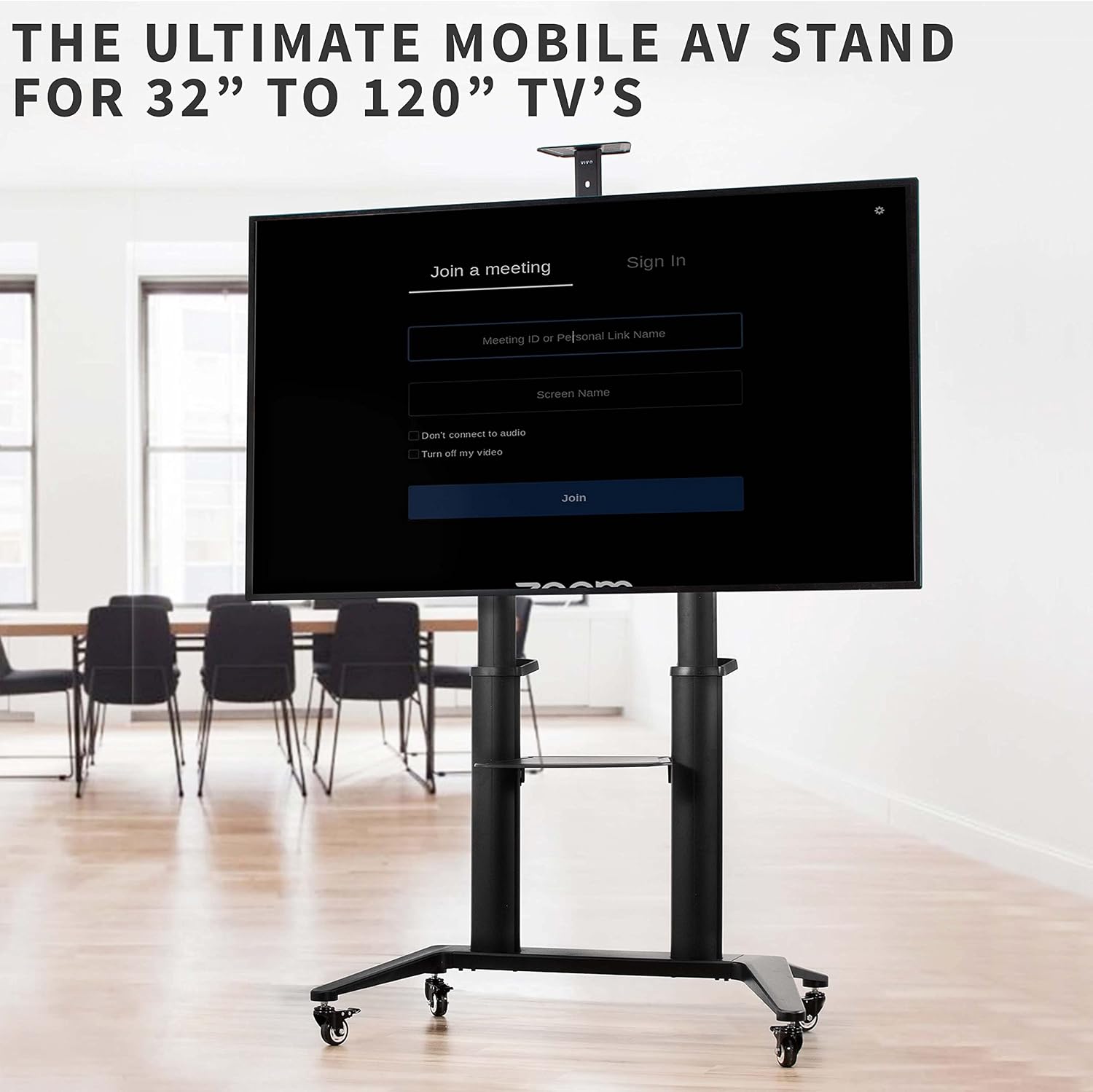 VIVO Premium Aluminum Mobile TV Cart for 32 to 120 inch Screens up to 308 lbs, LCD LED OLED 4K Smart Flat and Curved Panels, Heavy Duty Stand, Shelf, Wheels, Max VESA 1000x600, Black, STAND-TV120B VIVO Premium Aluminum Mobile TV Cart for 32 to 120 inch Screens up to 308 lbs, LCD LED OLED 4K Smart Flat and Curved Panels, Heavy Duty Stand, Shelf, Wheels, Max VESA 1000x600, Black, STAND-TV120B - Image 8