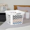 Sterilite Square Laundry Basket, Plastic Clothes Hamper, 6-Pack | 1.5 Bushel Capacity, White, Dirty Clothing Storage, Ventilated Rectangular Holes & Large Comfort Grip Handles for Easy Carry