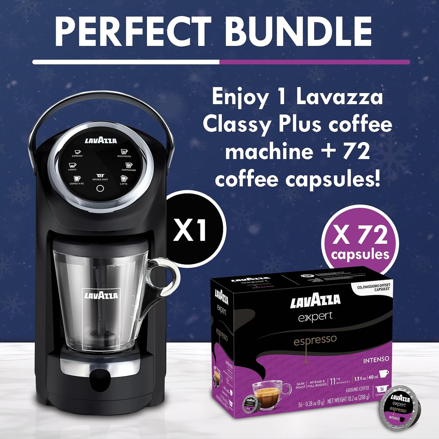 Lavazza Classy Plus Coffee Maker – 72 Count Intenso Espresso Capsules – Dual Brew Espresso & Lungo Machine Compatible Expert Capsules Lavazza Classy Plus Coffee Maker – 72 Count Intenso Espresso Capsules – Dual Brew Espresso & Lungo Machine Compatible Expert Capsules - Image 2