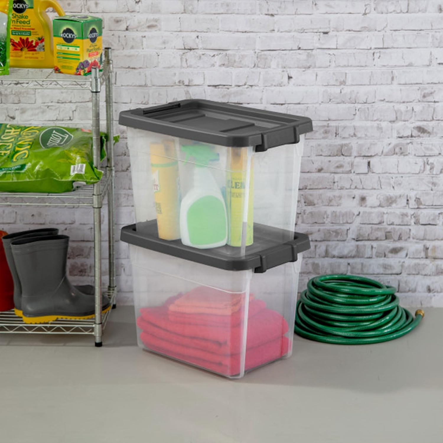Sterilite Modular Stacker Box with Latching Lid, 30 Quart, 12-Pack | Clear Plastic Storage Bins - Stackable Organizing Container Boxes for Closet, Bathroom, and Office Sterilite Modular Stacker Box with Latching Lid, 30 Quart, 12-Pack | Clear Plastic Storage Bins - Stackable Organizing Container Boxes for Closet, Bathroom, and Office - Image 6