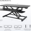VIVO Black 42 in Standing Desk Converter, DESK-V042KB | Large, Height Adjustable, Stand Up Desk Riser, Wide Keyboard Tray, Dual Monitor and Laptop Workstation, Black Frame, K Series
