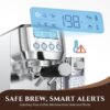 AMZCHEF Espresso Machine, Auto Milk Frother, 20 Bar Pressure, Silver | Home Coffee Maker with 61oz Removable Tank & LCD Display, One-Touch Latte for Beginners, 3-Year Warranty