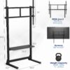 VIVO Heavy Duty 55 to 100 inch TV Floor Stand, Holds up to 154 lbs, Tall Stationary TV Mount with Storage Shelf, Black, STAND-TV100F