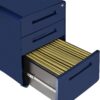 Laura Davidson Furniture Stockpile 3 Drawer File Cabinet with Lock - Under Office Desk Metal Filing Cabinet, Legal/Letter File Folders, Wheels and Stationary Feet, Pre-Assembled, Navy Blue Laura Davidson Furniture Stockpile 3 Drawer File Cabinet with Lock - Under Office Desk Metal Filing Cabinet, Legal/Letter File Folders, Wheels and Stationary Feet, Pre-Assembled, Navy Blue