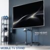 VIVO Mobile TV Cart for 55 to 100 inch Screens up to 165 lbs, LCD LED OLED 4K Smart Flat and Curved Panels, Rolling Stand with Laptop DVD Shelf, Locking Wheels, Max VESA 800x600, Black, STAND-TV100E