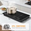 AMZCHEF Double Induction Cooktop, 1800W 2 Burner, ETL Certified | 18 Power Levels (100W-1800W), 20 Temp Levels (100°F-465°F), 10-Hour Timer, Safety Lock, independent Control, 110-120V