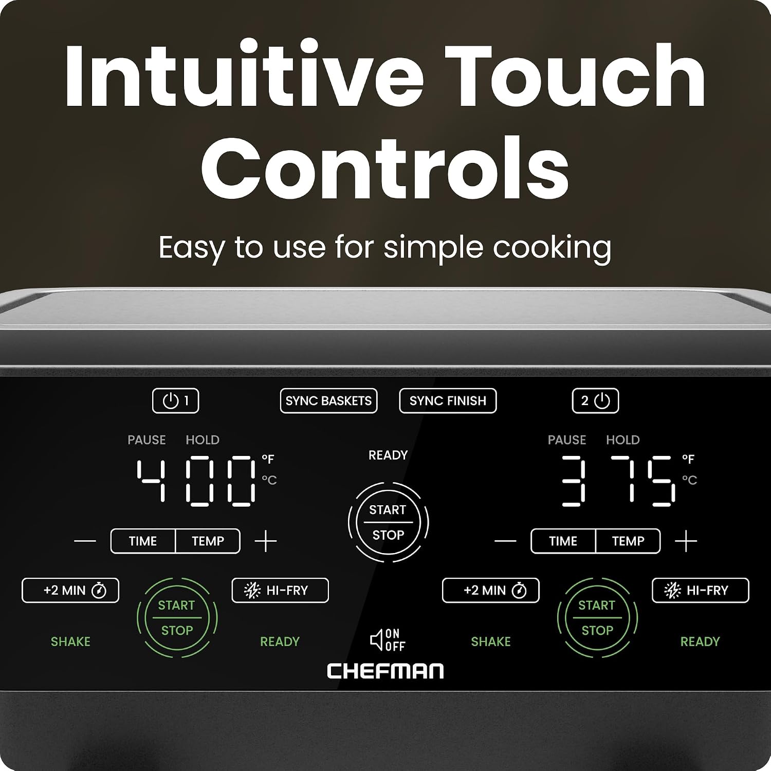 CHEFMAN 6 Quart Dual Basket Air Fryer Oven with Easy View Windows, Sync Finish, Hi-Fry, Auto Shutoff, 2 Independent 3Qt Nonstick Dishwasher Safe Frying Baskets, Digital Double Air Fryer - Black CHEFMAN 6 Quart Dual Basket Air Fryer Oven with Easy View Windows, Sync Finish, Hi-Fry, Auto Shutoff, 2 Independent 3Qt Nonstick Dishwasher Safe Frying Baskets, Digital Double Air Fryer - Black - Image 6