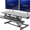VIVO Black 42 in Standing Desk Converter, DESK-V042KB | Large, Height Adjustable, Stand Up Desk Riser, Wide Keyboard Tray, Dual Monitor and Laptop Workstation, Black Frame, K Series