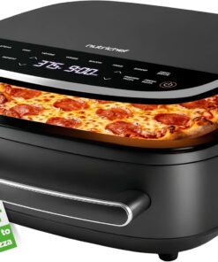NutriChef 6 Quart Extra Large Air Fryer with 11-in-1 Cooking Presets | Extra-Large Basket Fits Up to 12” Pizza | Adjustable Temperature 450F & Timer Range | Dual Heat Source Technology | Grey