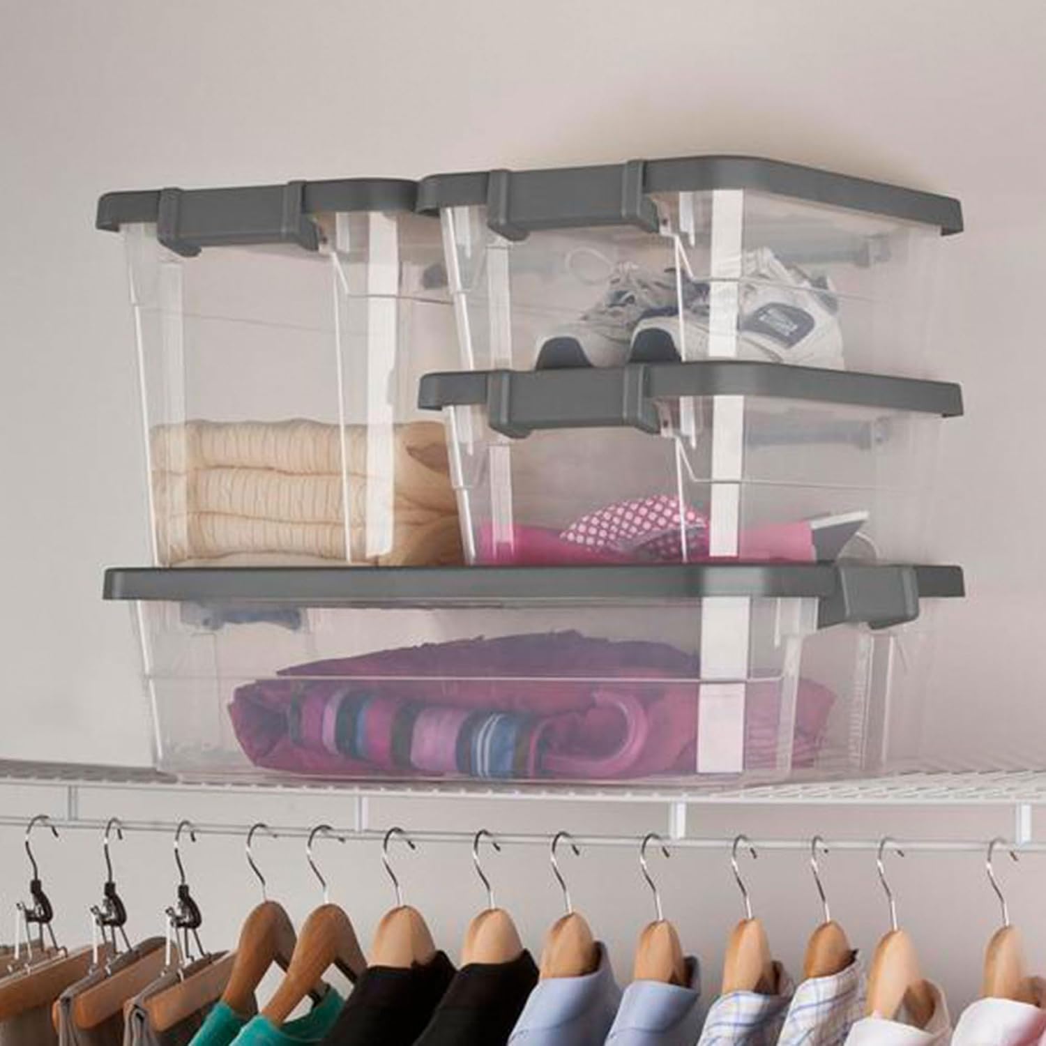 Sterilite Modular Stacker Box with Latching Lid, 30 Quart, 12-Pack | Clear Plastic Storage Bins - Stackable Organizing Container Boxes for Closet, Bathroom, and Office Sterilite Modular Stacker Box with Latching Lid, 30 Quart, 12-Pack | Clear Plastic Storage Bins - Stackable Organizing Container Boxes for Closet, Bathroom, and Office - Image 8