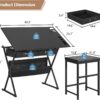 VECELO Drafting Table Art Desk Art Table Adjustable Drawing Table Tilted Tabletop with 2 Storage Drawers and Stool, Drawing Desk for Artist Painters Drawing, Crafting, Reading, Writing, Black VECELO Drafting Table Art Desk Art Table Adjustable Drawing Table Tilted Tabletop with 2 Storage Drawers and Stool, Drawing Desk for Artist Painters Drawing, Crafting, Reading, Writing, Black