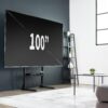 VIVO Heavy Duty 55 to 100 inch TV Floor Stand, Holds up to 154 lbs, Tall Stationary TV Mount with Storage Shelf, Black, STAND-TV100F