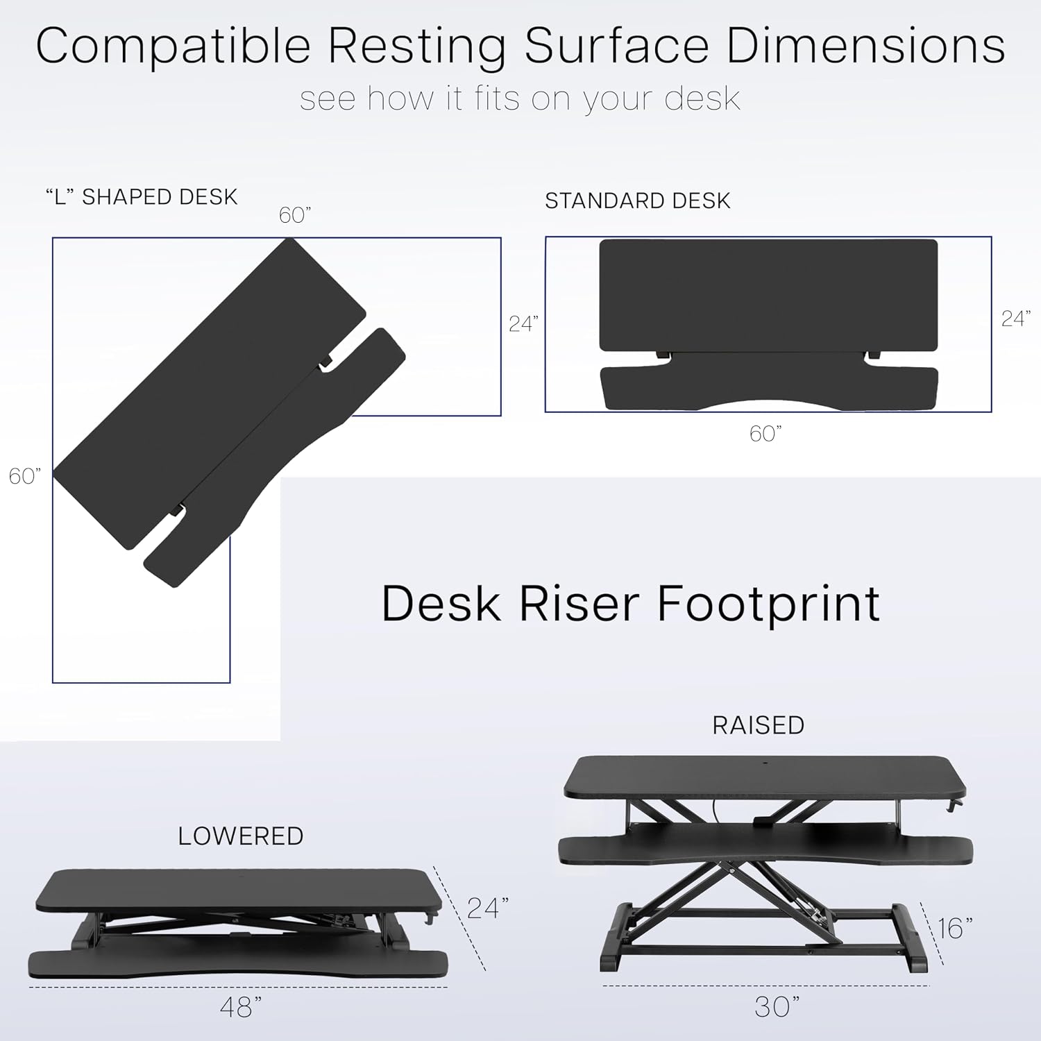 VIVO Black 48 in Standing Desk Converter, DESK-V048KB | Extra Large, Height Adjustable, Stand Up Desk Riser, Keyboard Tray, Dual Monitor & Laptop Workstation, Black Frame, K Series VIVO Black 48 in Standing Desk Converter, DESK-V048KB | Extra Large, Height Adjustable, Stand Up Desk Riser, Keyboard Tray, Dual Monitor & Laptop Workstation, Black Frame, K Series - Image 6