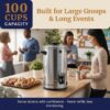 Elite Gourmet 100-Cup Commercial Coffee Urn & Hot Water Boiler, Dual-Wall | Dripless Faucet, Stainless Steel, CCM810