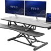 VIVO Black 48 in Standing Desk Converter, DESK-V048KB | Extra Large, Height Adjustable, Stand Up Desk Riser, Keyboard Tray, Dual Monitor & Laptop Workstation, Black Frame, K Series