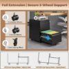 Approgreent 2 Drawer Metal File Cabinet, Fully Assembled Locking Filing Cabinet with Anti-Tipping Wheels, Quiet Slide, Heavy-Duty Steel Construction, Fits A4 Letter Legal for Home Office, Matte Black