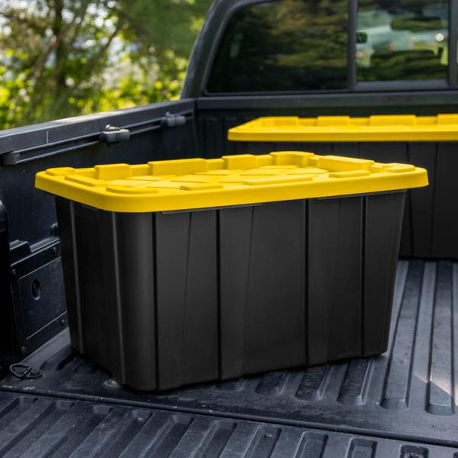 Sterilite Industrial Storage Tote with Lids for Garage, 27 Gallon, 4-Pack | Heavy-Duty and Stackable Utility Box Containers for Home, Office, and Basement Organization, Black/Yellow Sterilite Industrial Storage Tote with Lids for Garage, 27 Gallon, 4-Pack | Heavy-Duty and Stackable Utility Box Containers for Home, Office, and Basement Organization, Black/Yellow - Image 5