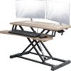 VIVO Reclaimed Wood 32 inch Desk Converter, DESK-V000KP | Height Adjustable, Stand Up Desk Riser, Wide Keyboard Tray, Dual Monitor and Laptop Workstation, Black Frame, K Series