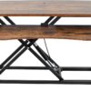 VIVO Rustic Vintage Brown 42 inch Standing Desk Converter, DESK-V042KN | Large, Height Adjustable, Stand Up Desk Riser, Wide Keyboard Tray, Dual Monitor and Laptop Workstation, Black Frame, K Series