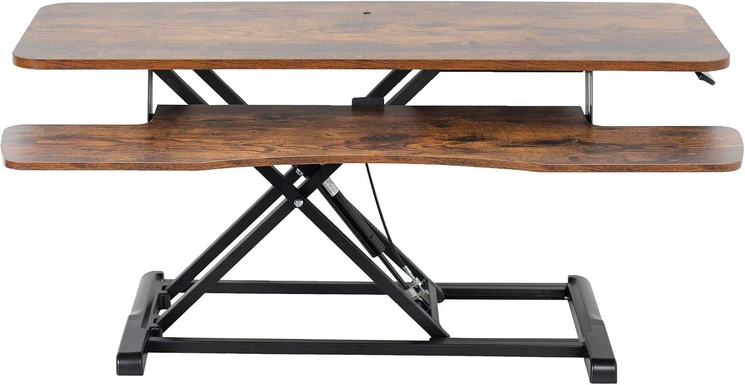 VIVO Rustic Vintage Brown 42 inch Standing Desk Converter, DESK-V042KN | Large, Height Adjustable, Stand Up Desk Riser, Wide Keyboard Tray, Dual Monitor and Laptop Workstation, Black Frame, K Series VIVO Rustic Vintage Brown 42 inch Standing Desk Converter, DESK-V042KN | Large, Height Adjustable, Stand Up Desk Riser, Wide Keyboard Tray, Dual Monitor and Laptop Workstation, Black Frame, K Series