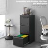 Approgreent Vertical 3 Drawer File Cabient with Lock, Metal Filing Cabinets for Home Office, Heavty Duty Office Storage Cabinet for A4/Letter/Legal (Matte Black)