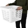 Sterilite Square Laundry Basket, Plastic Clothes Hamper, 6-Pack | 1.5 Bushel Capacity, White, Dirty Clothing Storage, Ventilated Rectangular Holes & Large Comfort Grip Handles for Easy Carry