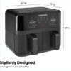 Chefman TurboFry Touch Dual Air Fryer, Maximize The Healthiest Meals With Double Basket Capacity, One-Touch Digital Controls And Shake Reminder For The Perfect Crispy And Low-Calorie Finish