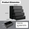Approgreent Lateral 4 Drawer File Cabient with Lock, Metal Filing Cabinets for Home Office, Heavty Duty Office Storage Cabinet for A4/Letter/Legal (Matte Black)