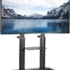 VIVO Premium Aluminum Mobile TV Cart for 32 to 120 inch Screens up to 308 lbs, LCD LED OLED 4K Smart Flat and Curved Panels, Heavy Duty Stand, Shelf, Wheels, Max VESA 1000x600, Black, STAND-TV120B