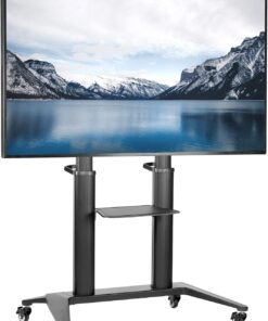 VIVO Premium Aluminum Mobile TV Cart for 32 to 120 inch Screens up to 308 lbs, LCD LED OLED 4K Smart Flat and Curved Panels, Heavy Duty Stand, Shelf, Wheels, Max VESA 1000x600, Black, STAND-TV120B