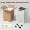 Approgreent 2 Drawer Metal File Cabinet, Fully Assembled Locking Filing Cabinet with Anti-Tipping Wheels, Quiet Slide, Heavy-Duty Steel Construction, Fits A4 Letter Legal for Home Office, Matte White