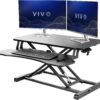 VIVO Black 32 in Standing Desk Converter, DESK-V000K | Height Adjustable, Stand Up Desk Riser, Wide Keyboard Tray, Dual Monitor and Laptop Workstation, Black Frame, K Series