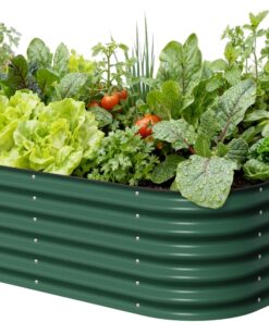 Vego garden Aluzinc Raised Garden Bed Kits, 17" Tall 6 in 1 Modular Metal Raised Planter Bed for Vegetables Flowers Patio Ground Planter Box-British Green