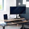 VIVO Reclaimed Wood 42 inch Desk Converter, DESK-V042KP | Large, Height Adjustable, Stand Up Desk Riser, Wide Keyboard Tray, Dual Monitor and Laptop Workstation, Black Frame, K Series
