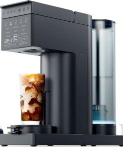 Chefman Caffeinator Single Serve Coffee Maker, Brew Kcups & Grounds, Drip Coffee Machine with Brew Strength Settings, Iced Coffee Function, 45 oz. Removable Water Reservoir